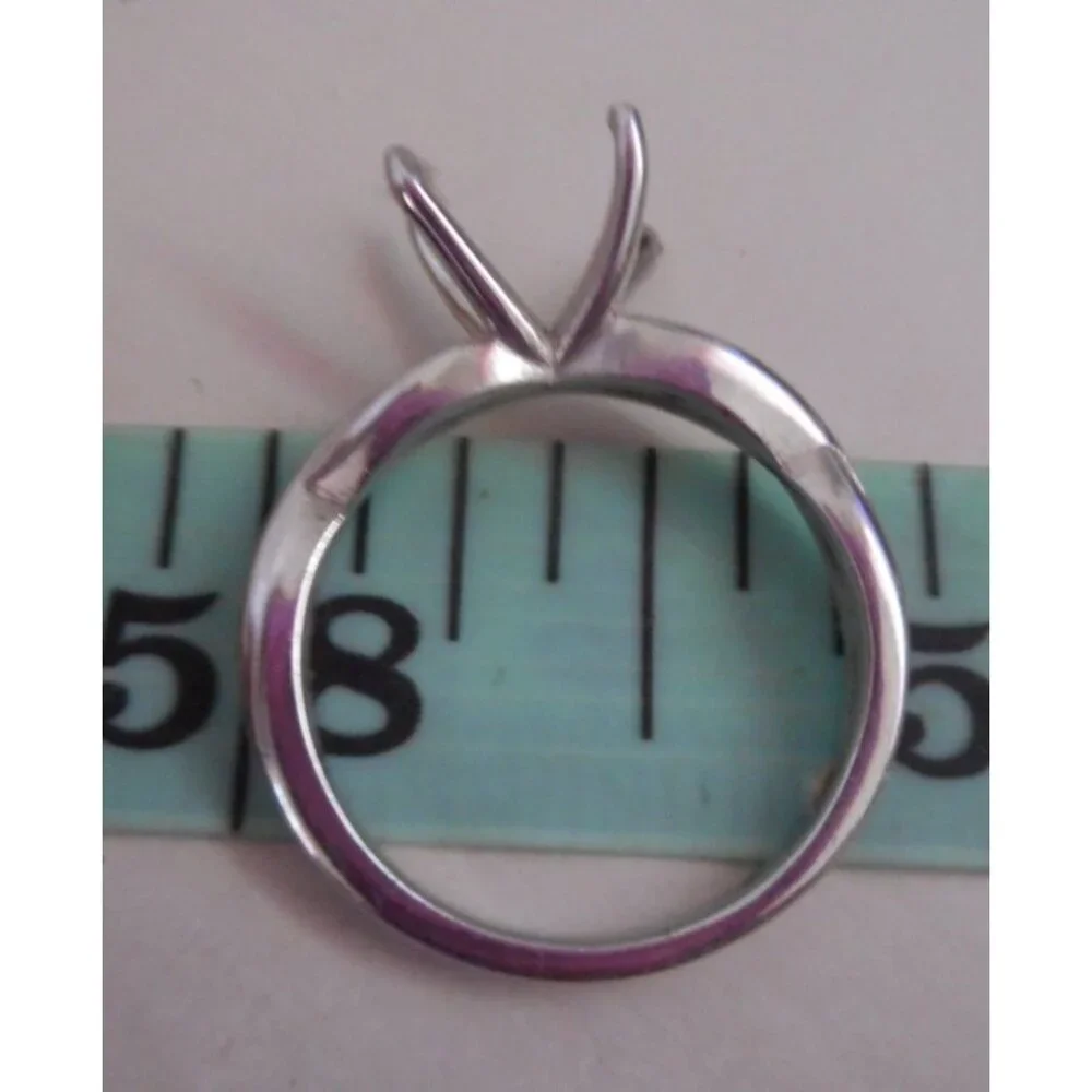 Curve Ring Band 18K White Gold Plated Solitaire NO STONE - READ Sz 6.5 - Picture 3 of 6